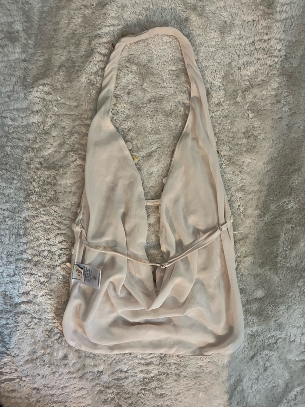 Peppermayo XXS Beige Sequin Halter Top - Picture 4 of 4